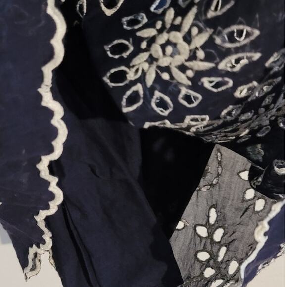 Yoana Baraschi Cotton Eyelet Floral Embroidered Dress Blue White XS - Picture 7 of 8